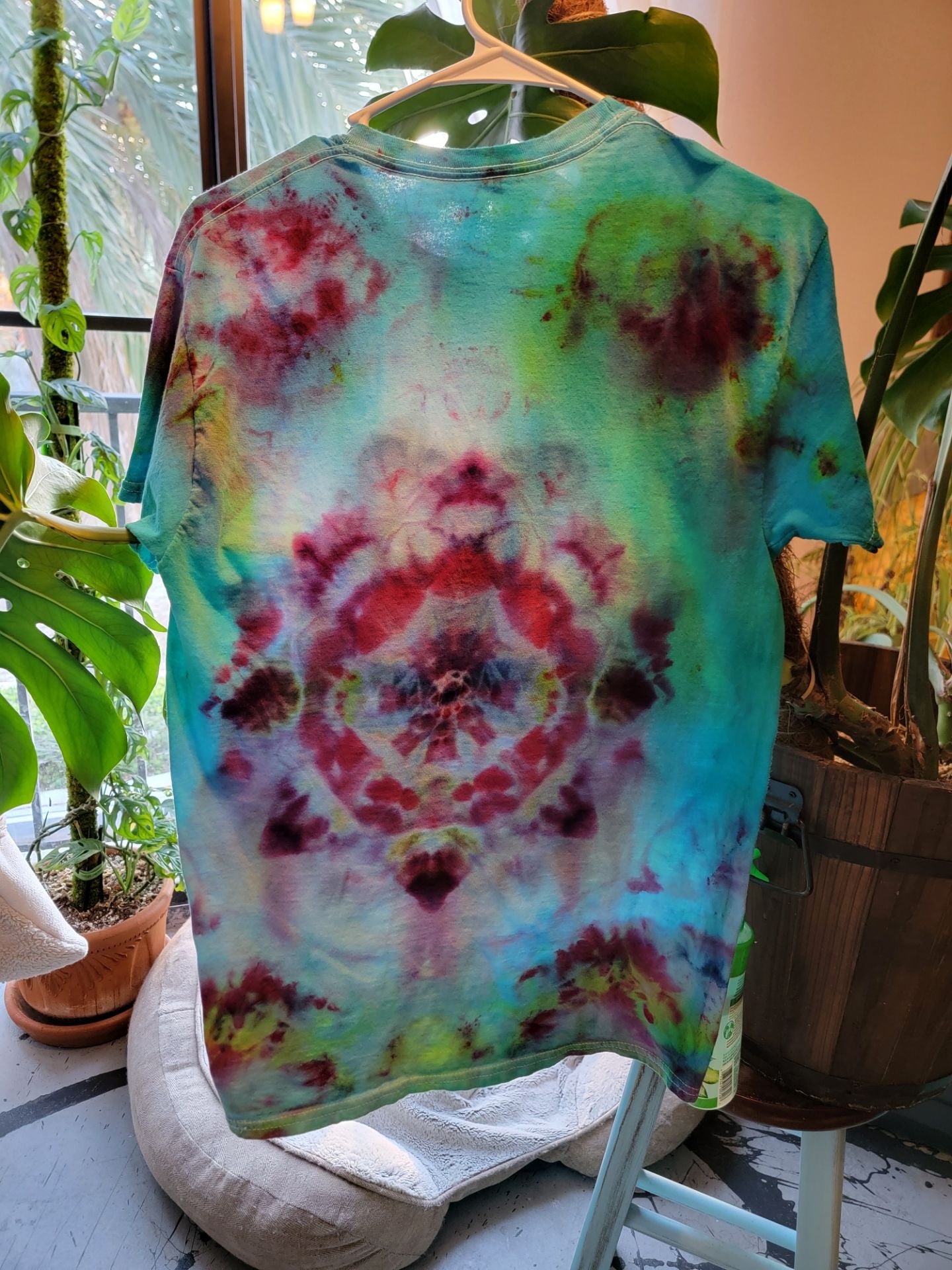 Hand Tie dyed art Size Medium "Stop and Smell the Roses"