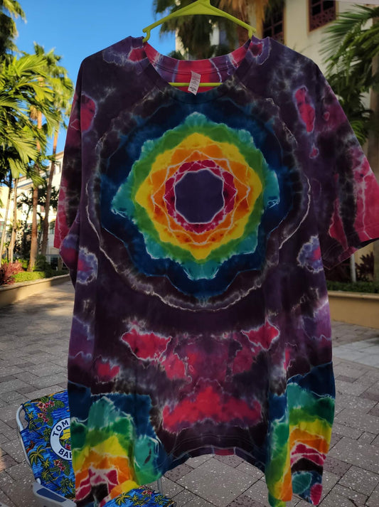 Hand Dyed Art Size 3XL  rainbow mandala