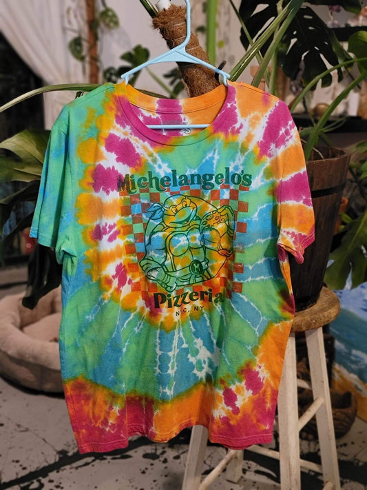 Hand Dyed Art Size XL tmnt Mikeys pizzeria